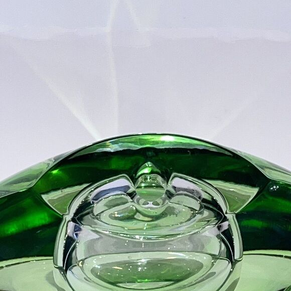 Vintage Tarnow Oil Scent Vase Emerald Green Crystal Glass Poland Double Sided - Picture 11 of 16